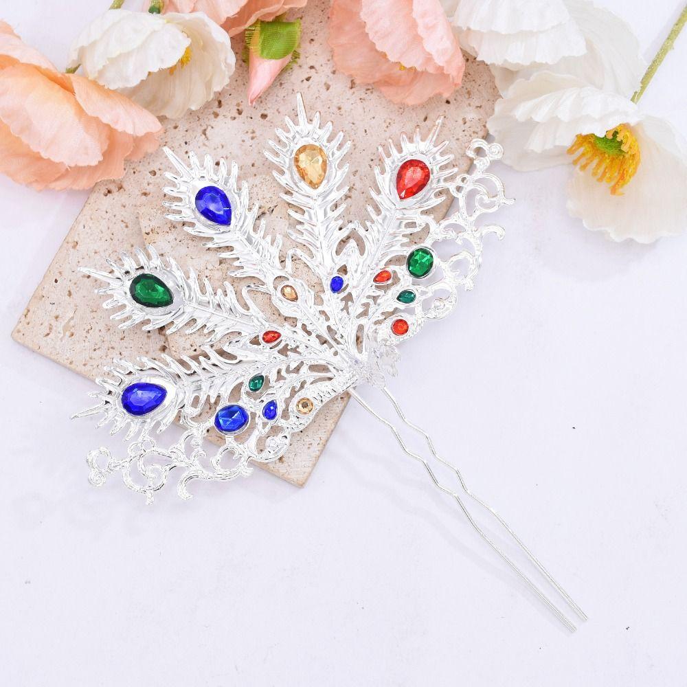 Silver Thai Hair Sticks Gold U-shaped Hair Fork Classical Thai Metal Leaves Hairpin  Daily