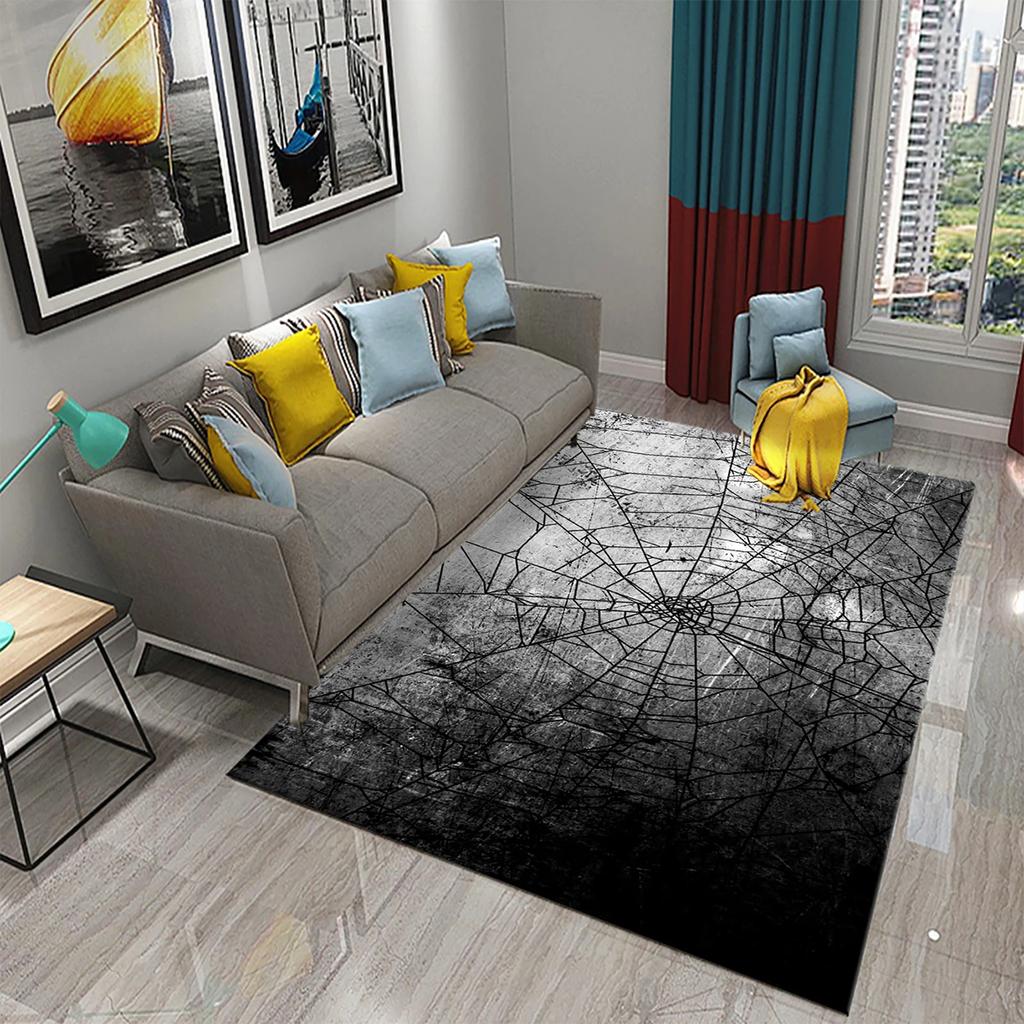Halloween Horror Spider Web Carpet Teens Bedroom Living Room Large Decor Carpet Kitchen Bathroom Anti-Slip Door Mat Floor Mats