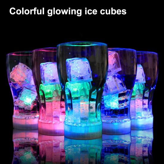 12 Pcs Glowing Ice Cubes Water Activated Color Changing LED Lights Submersible Bar