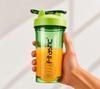 FITASTIC Bolt Weiß Schwarz Kappe Transparente Shaker-Flasche – Auslaufsicher, BPA-frei, Klar 500 ml PET Shaker (Packung mit 1, Grün)