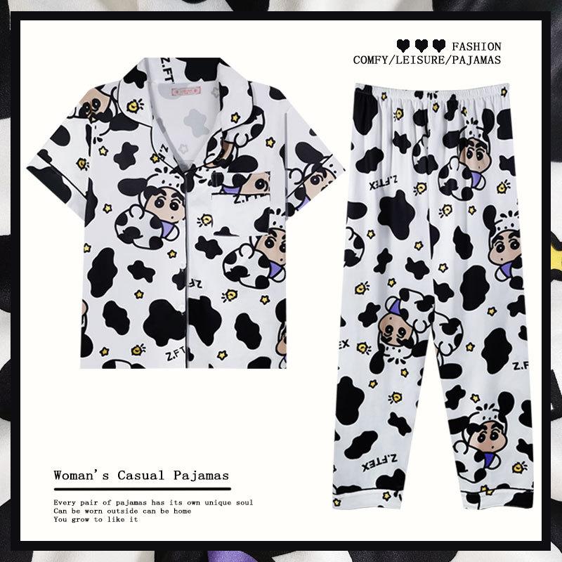 Foreign Trade Summer Pajamas Women'S Pacha Dog Small New Short-Sleeved Trousers Lazy House Cardigan Loungewear Two-Piece Set