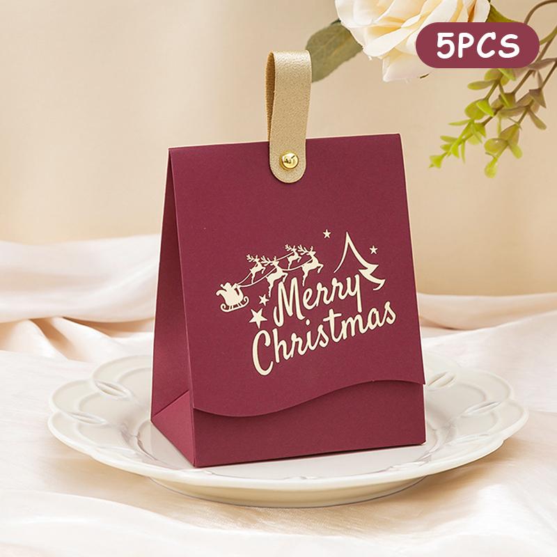 5Pcs Merry Christmas Gift Box For Wrapping Cookies And Candy Box Christmas Gift Bags