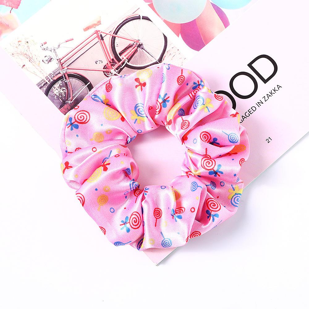 New Satin Printed Flower Floral Scrunchie Women Girls Elastic Hair Rubber Bands Accessories Tie Hair Ring Rope Holder Headdress