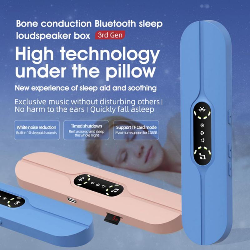 Pillow Speaker for Sleeping-Bluetooth Bone Conduction Sleep Sound Speaker with 3D White Noise, Volume Control & Sleep Timer for Side Sleepers