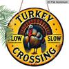 2D Flat 1pc, 8x8 In, 1pc, Rustic Round Aluminum Metal Sign, "Turkey Slow Crossing" Feathered Friend Safety Plaque, Home, Cafe, Commercial Decor, Door