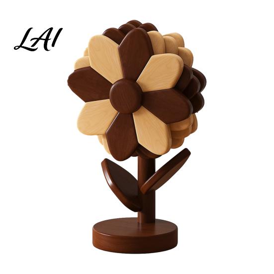 Farmhouse Kitchen Decor Accessories Sunflower Trivets for Hot Dishes Heat Resistant Beech Wood Pot Holder Natural Trivet Set Decorative Tree
