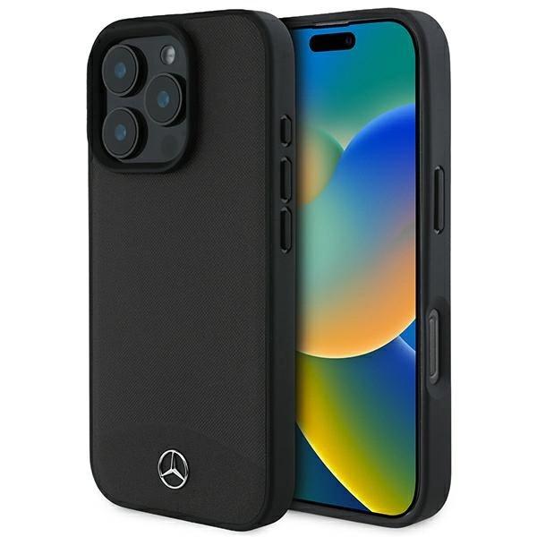 Mercedes Mehmp16X23Rbark Iphone 16 Pro Max 6.9 Czarny/Black Hardcase Teksturowana I Gładka Skóra Magsafe