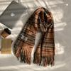 Plaid scarf new warm thickened shawl student versatile winter England fringed imitation cashmere scarf