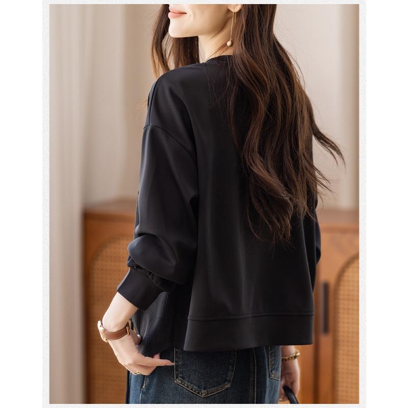 DIMANAF 2025 Autumn T-shirt Solid T-shirt Women Zipper Solid Long Sleeve Loose Tops Tees