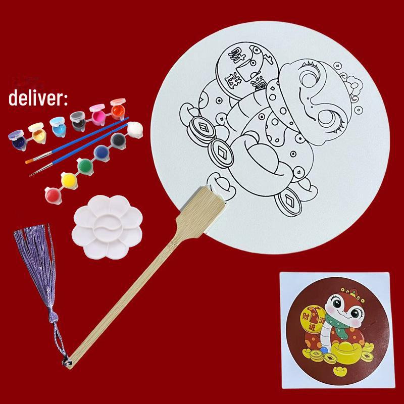 Thickened Rice Paper Round Fan for Chinese Watercolor & Calligraphy: DIY Ancient Ink Painting Kit