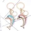 Elegant Rhinestone Dolphin Keychain Zinc Alloy Ocean Pendant Gift For Women