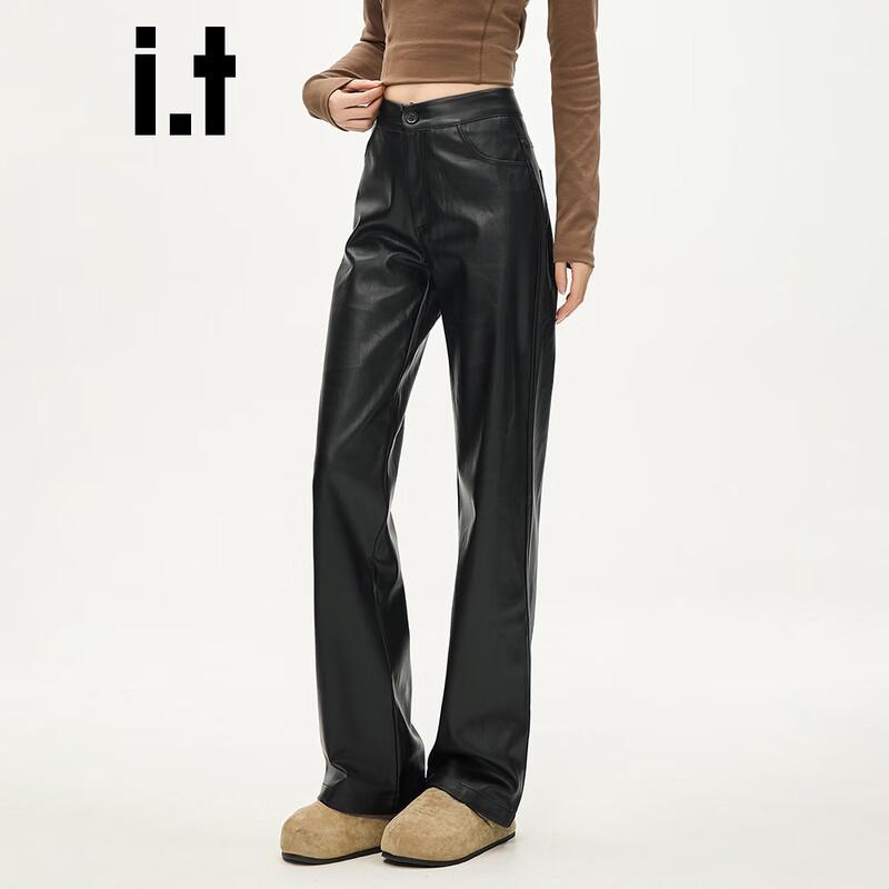 CHOCOOLATEit Women's High-Waist Matte Faux Leather Straight-Leg Pants