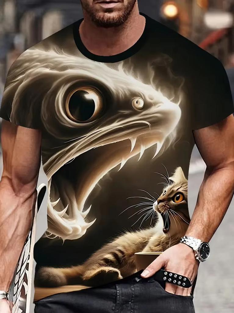 Funny Cat Graphic T-shirts For Men Women 3D Print Short Sleeve Tee Oversized Streetwear T Shirt Casual Summer Men's Clothing
