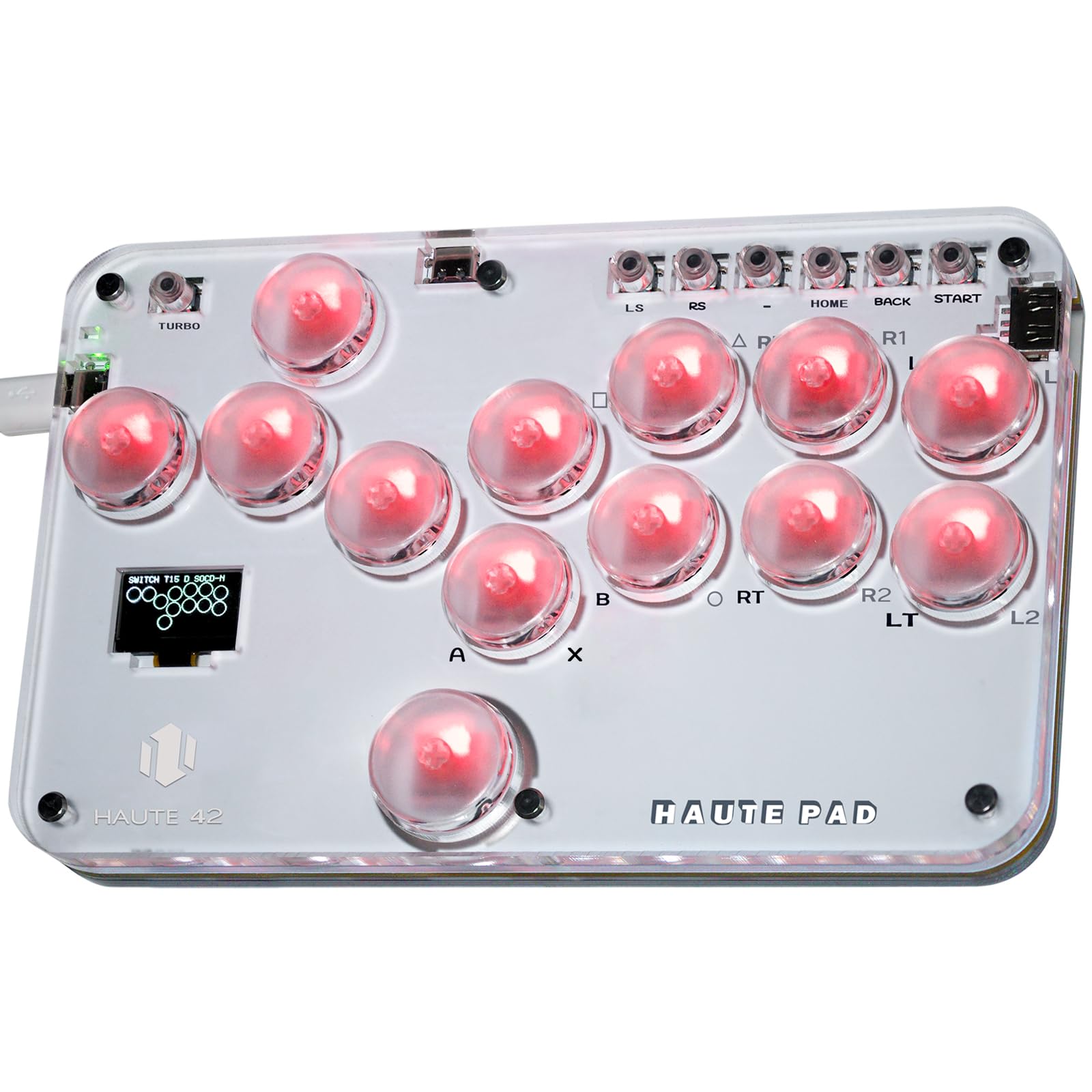 

Haute42 Akecon Leverless Leverless Arcade Controller Ultra Thin Short Axis All Buttons High Response High Precision for PS3 RGB LED Light DIY Hot Swap