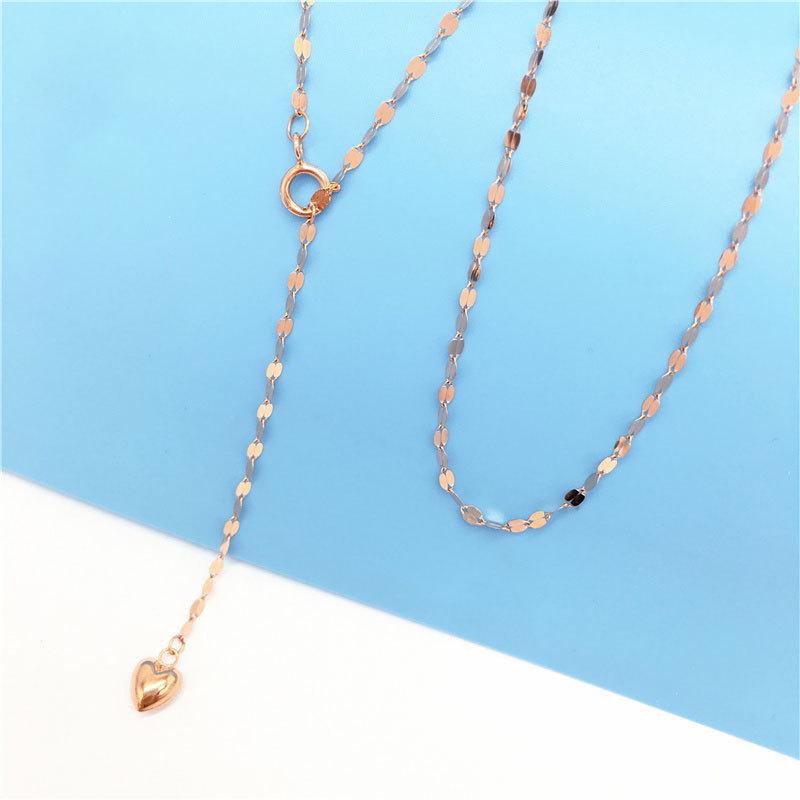 Purple Gold Pure Lip Kiss Chain Necklace Rose Gold Plated Color Gold Heart Shaped Delicate Plain Chain Collarbone Chain