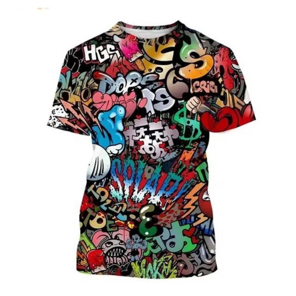 New Graffiti 3D Print T-Shirts Men's Crew Neck Short Sleeve T Shirt Oversized Hip Hop Streetwear Tees Harajuku Tops Man Clothing