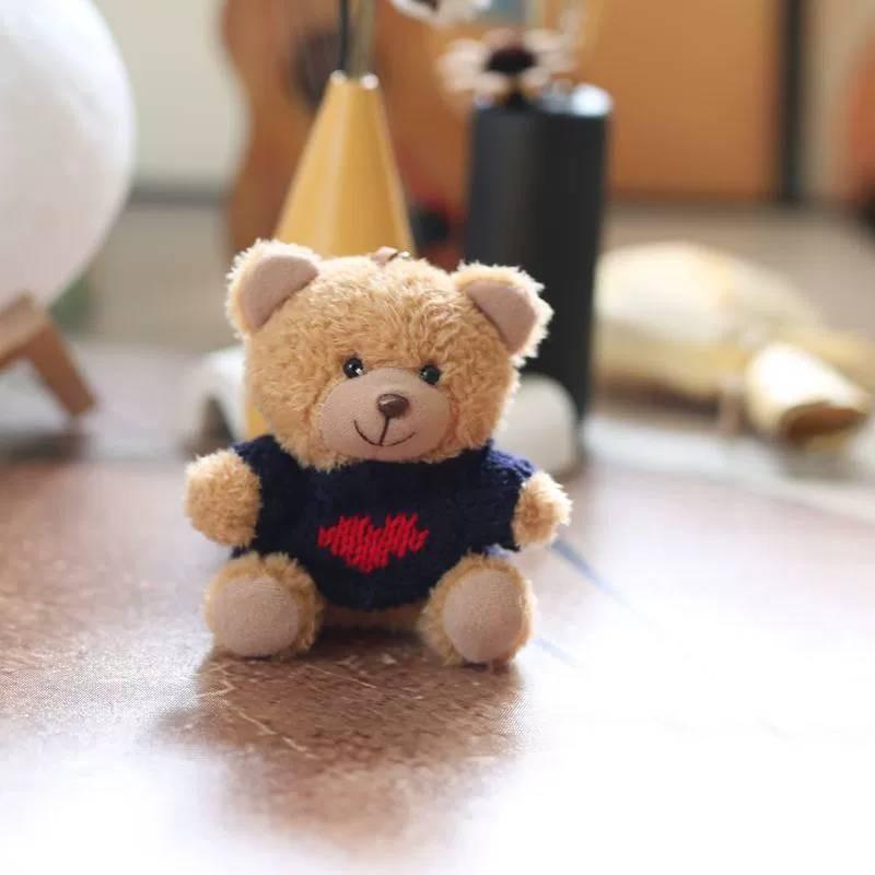 Adorable Short Plush Bear Plush Toy With Sweater For Bag Accessory And Decor