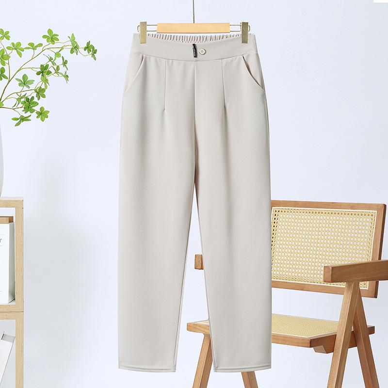 

Spring & Autumn High-Waisted Straight-Leg Pants for Middle-aged Women - 2026 New Style Casual Wear 2XL (100-115 jin) бежевый