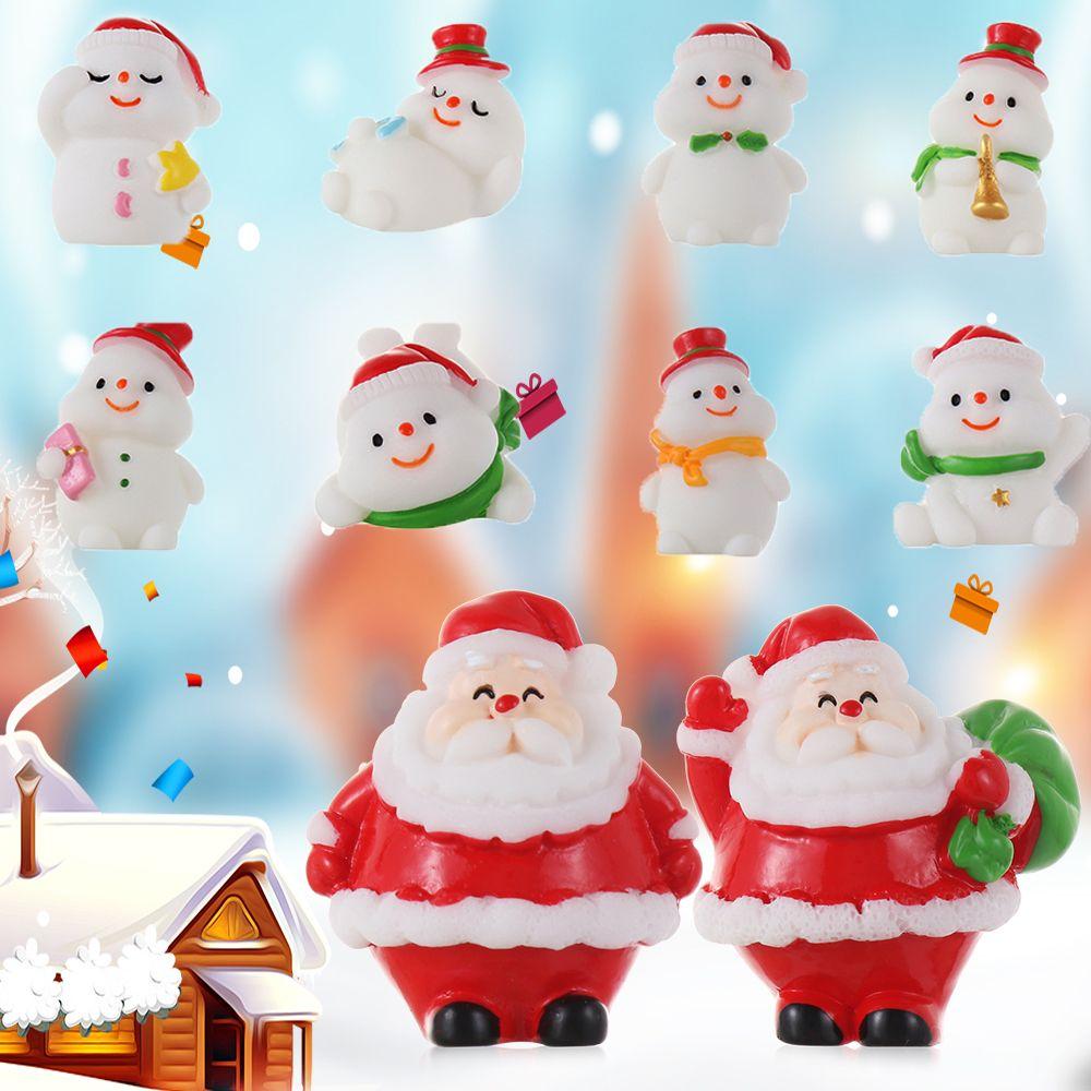 Bonsai Decor Micro Landscape Christmas Figurines Miniature Snowman Santa Claus Xmas Tree