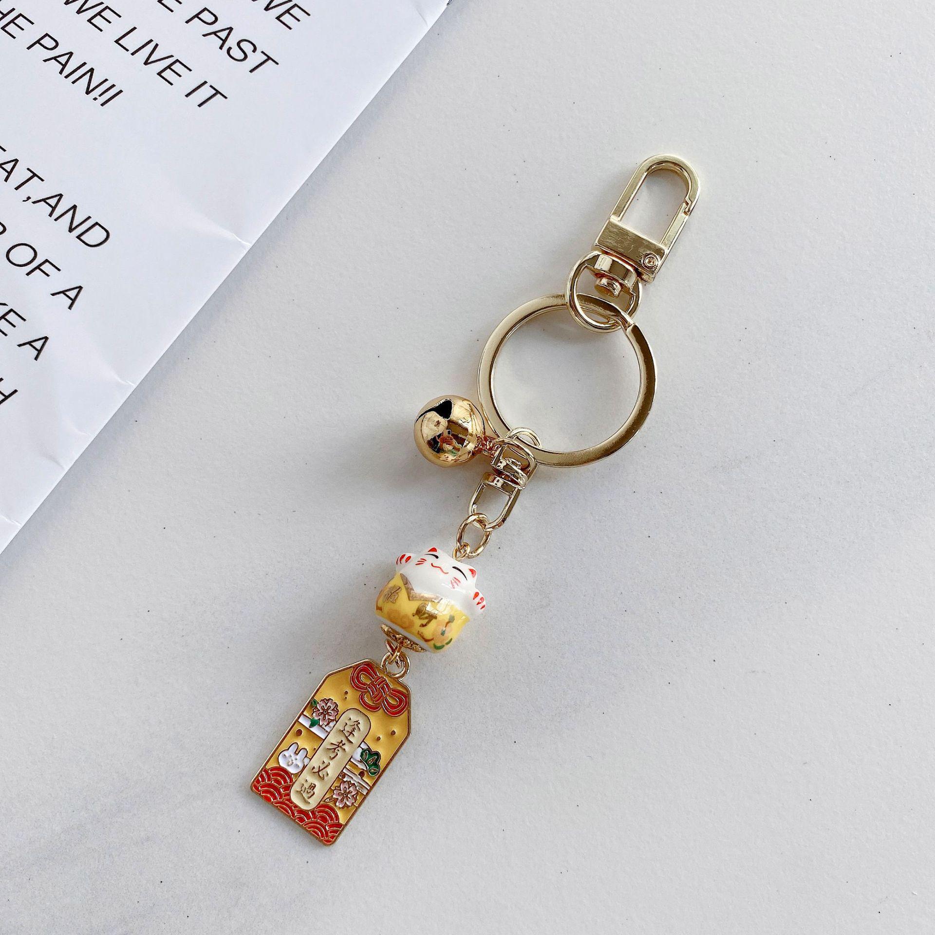 Wish Come True: Ceramic Lucky Cat Keychain - Promising Future, Peace & Joy - Perfect Gift
