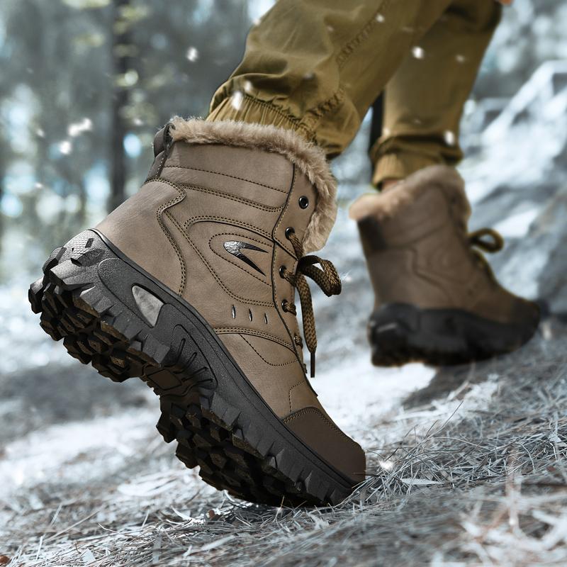 2024 New Winter Men's Snow Boots New Waterproof Leather Warm Plush Ankle Boots Non-slip High Quality Light Luxury Brand Shoes