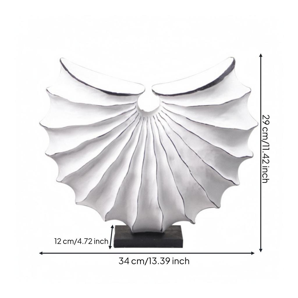 Modern Tabletop Decor | Textured Fluted Surface, Shell Sculpture with Base, Abstract Sculpture, for