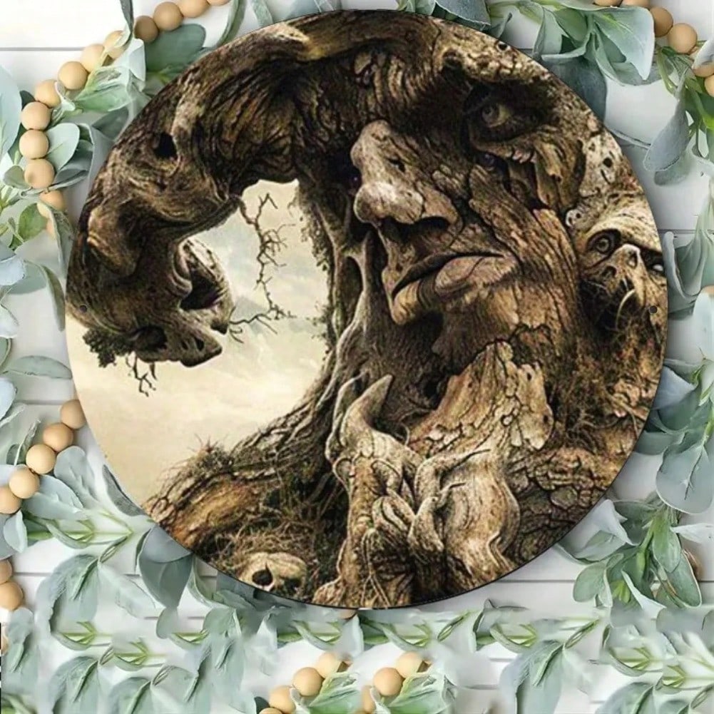 Mystical Old Tree Face Sculpture Resin Gothic Fairy Garden Decor
