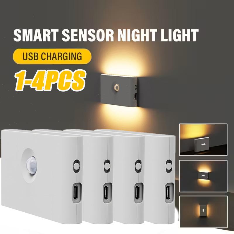 LED Motion Sensor Night Light, 3 Modes Stair Lamp, Dimmable Lighting with Battery, for Indoor Bedroom Cabinet Gift Camping Decor