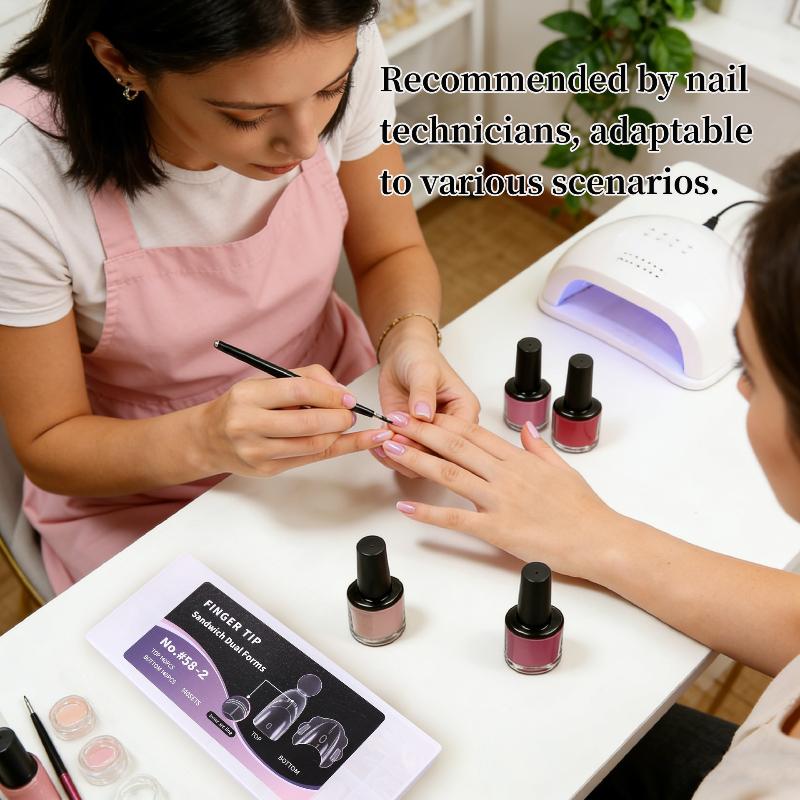140 Piezas Sandwich para Uñas Dobles Formas Rápidas para Extensiones de Uñas Con Escala Modelo Armadura de Cristal Puntas de Cobertura Total Herramienta de Manicura