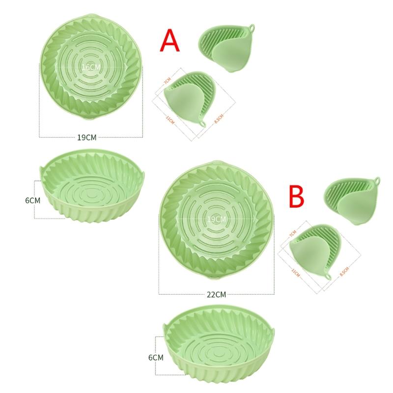 Air Fryer Reusable Pot Silicone Easy To Clean Oven Baking Tray Round Liners with Gloves Kitchen Air Fryer Accessory