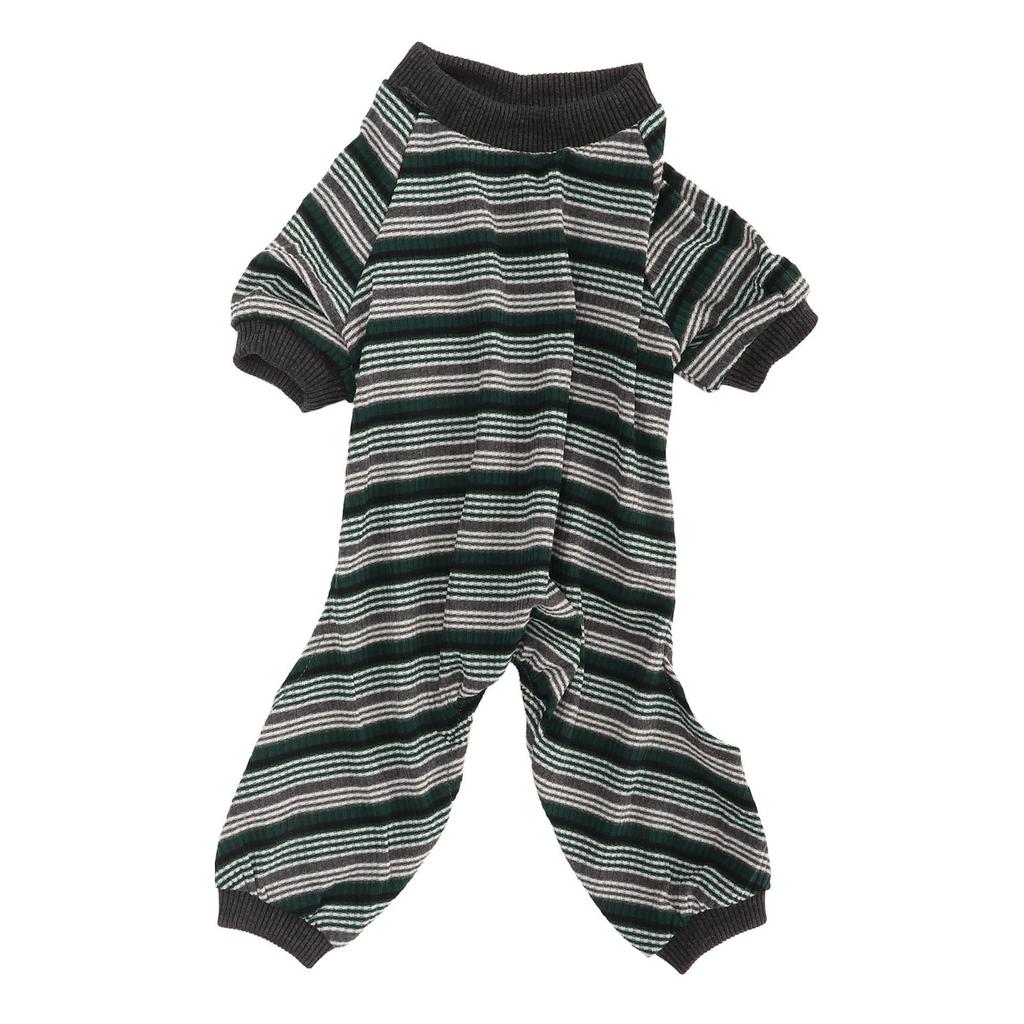 Striped Dog Pajamas Soft Elastic Spring Summer Onesie Puppy Pajamas for Photo Shoots Parties Green S