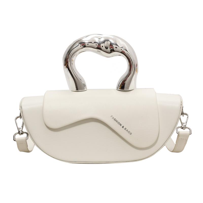 

2026 New Trend Women s Saddle Bag Luxury Metal Handle Handbag High Quality PU Leather Crossbody Bag Female Fashi Shoulder Bag бежевый