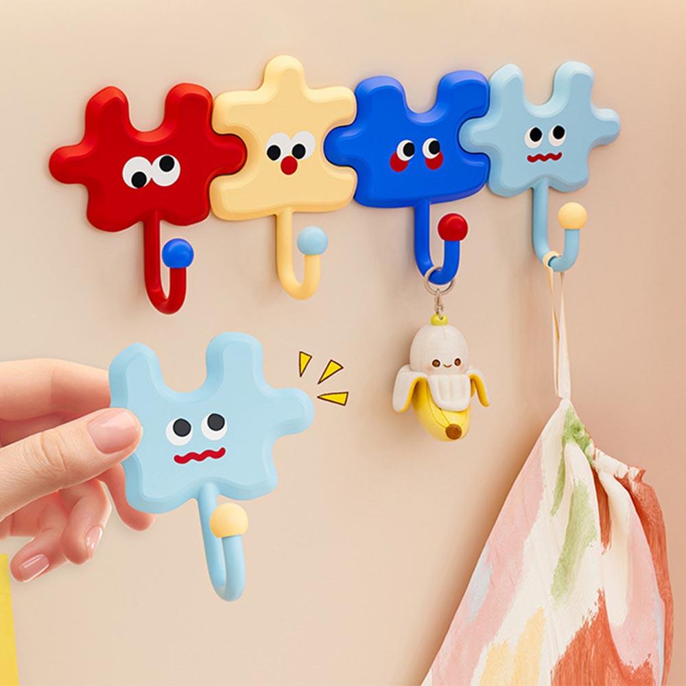 4 Pcs/pack Candy-colored Puzzle Hooks Multi-functional Sticky Hook No Drilling Storage Hook Kitchen Bathroom Key Storage Hooks