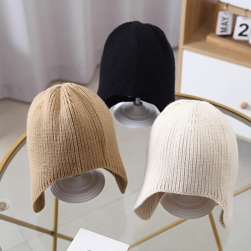 Autumn and Winter Children's Korean Solid Color Knitted Hat Baby Women Ins Versatile Thin Windproof Fashion Kid Hat Men
