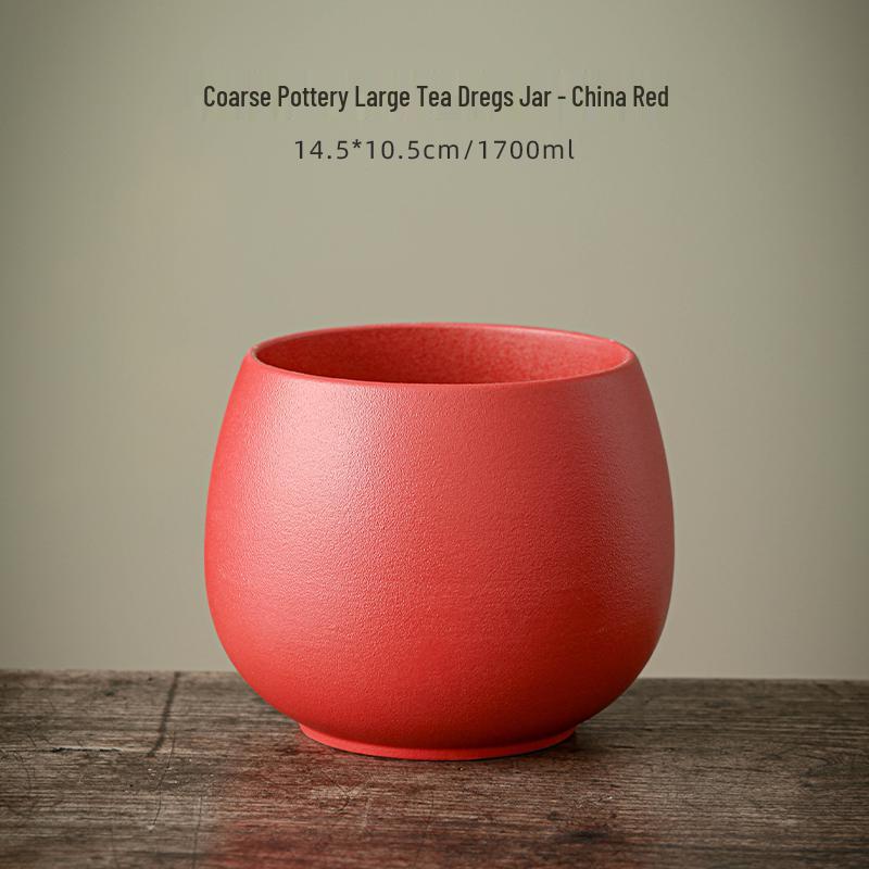 Large Ceramic Tea Waste Jar with Filter - Desktop Trash Can for Tea Dregs & Water Disposal