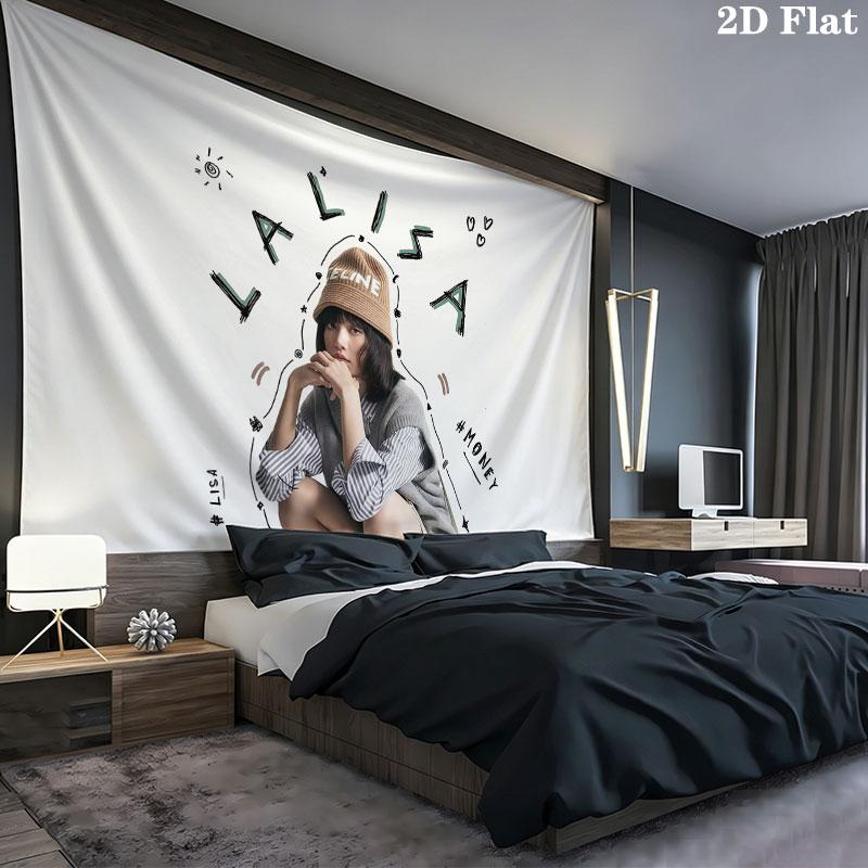 LISA Wall tapestry, aesthetic printed fabric blanket, suitable for bedroom, living room, and home decor.