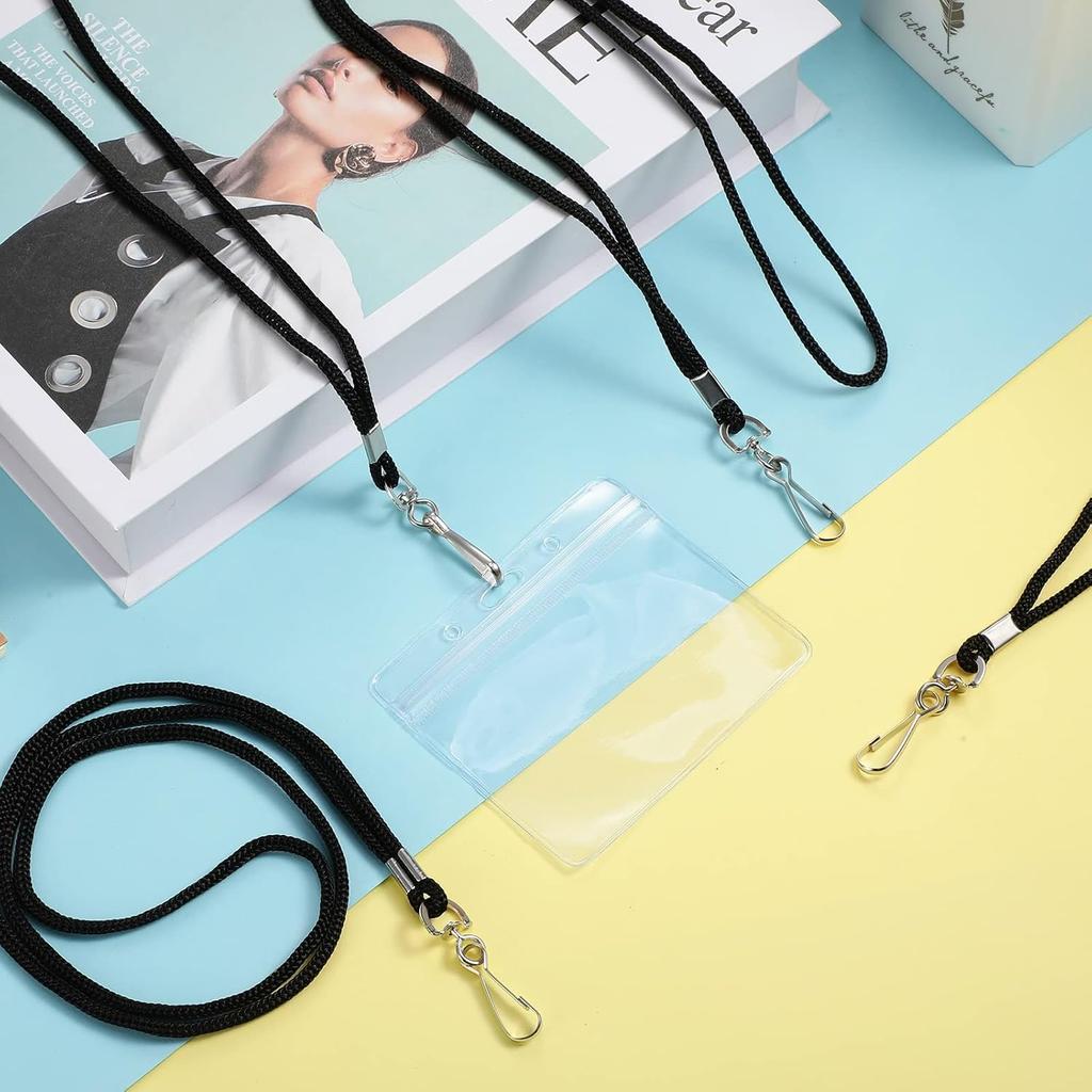 150-piece document lanyard thin neck lanyard with rotating hook student business card lanyard black
