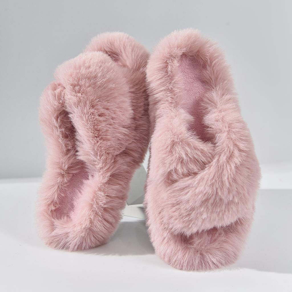 Fashion 2025 Women Warm Slippers Fur Fashion Designer Shoes Women Non-Slip Solid Color Winter New Comfortable Slippers Slides Women