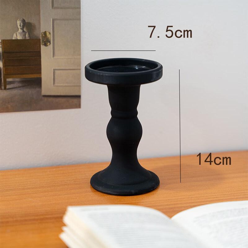 LIEI Vintage Red Candle & Black Candlestick Set