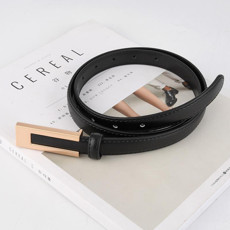 Genuine Leather Black Thin Belt for Women High-end Versatile Dress for Women Suit Waist-hugging Decorative Jeans Small Belt for Women