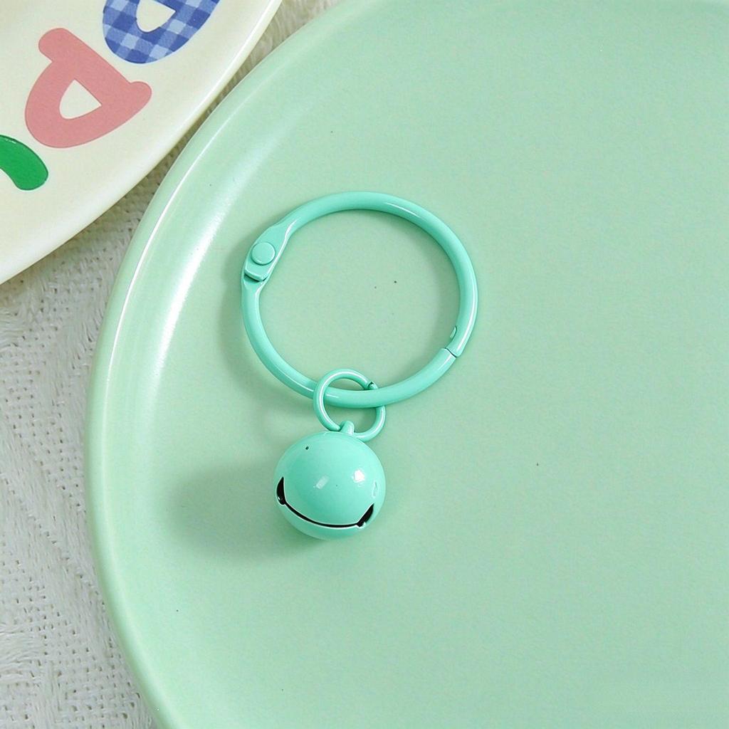 Colorful 14mm Alloy Card Ring Bell Keychain Pendant for DIY Accessories