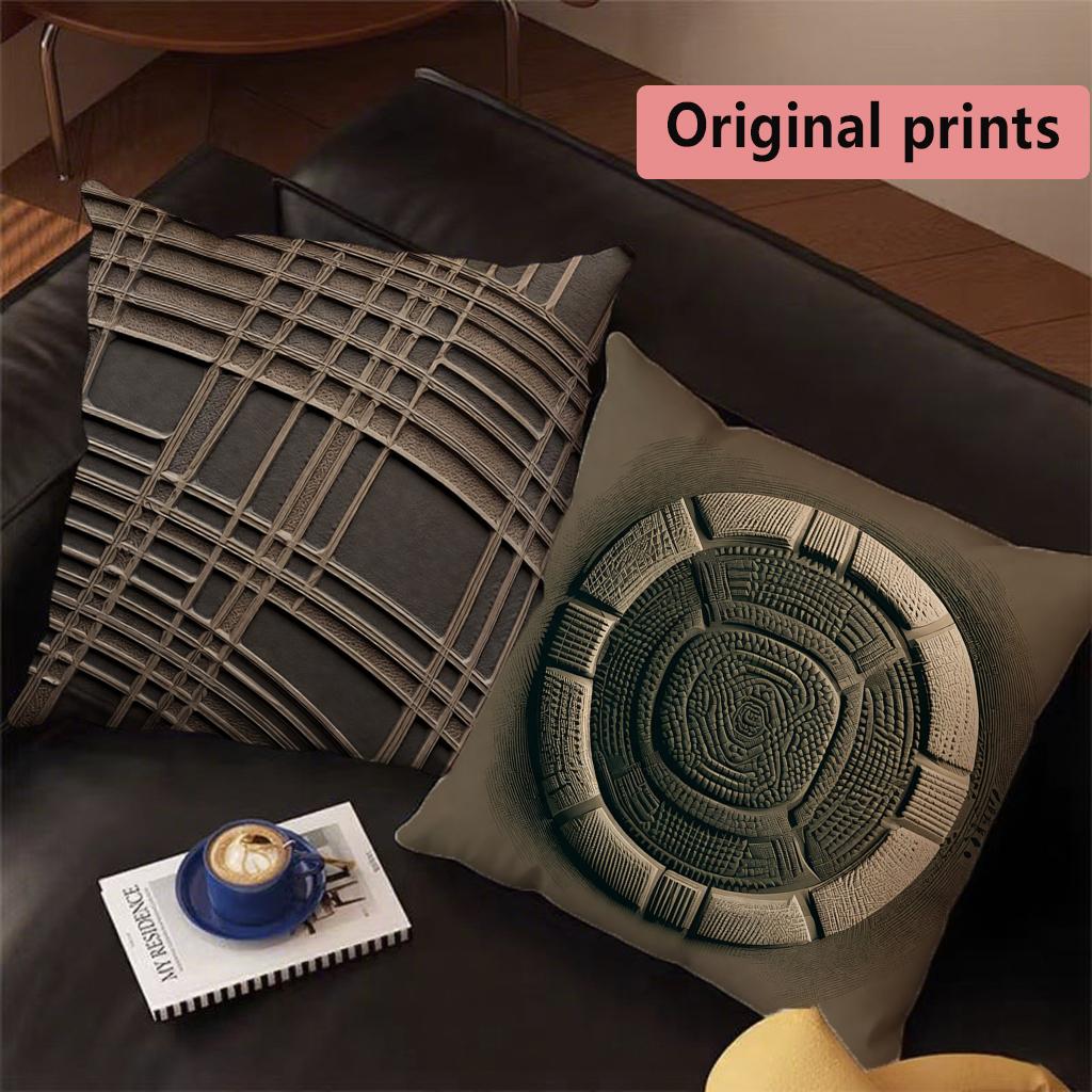 Neutral Tone Embossed Texture Throw Pillow Covers Pattern Cushion Cover Suitable for Sofa Bedroom Car Pillow Cover