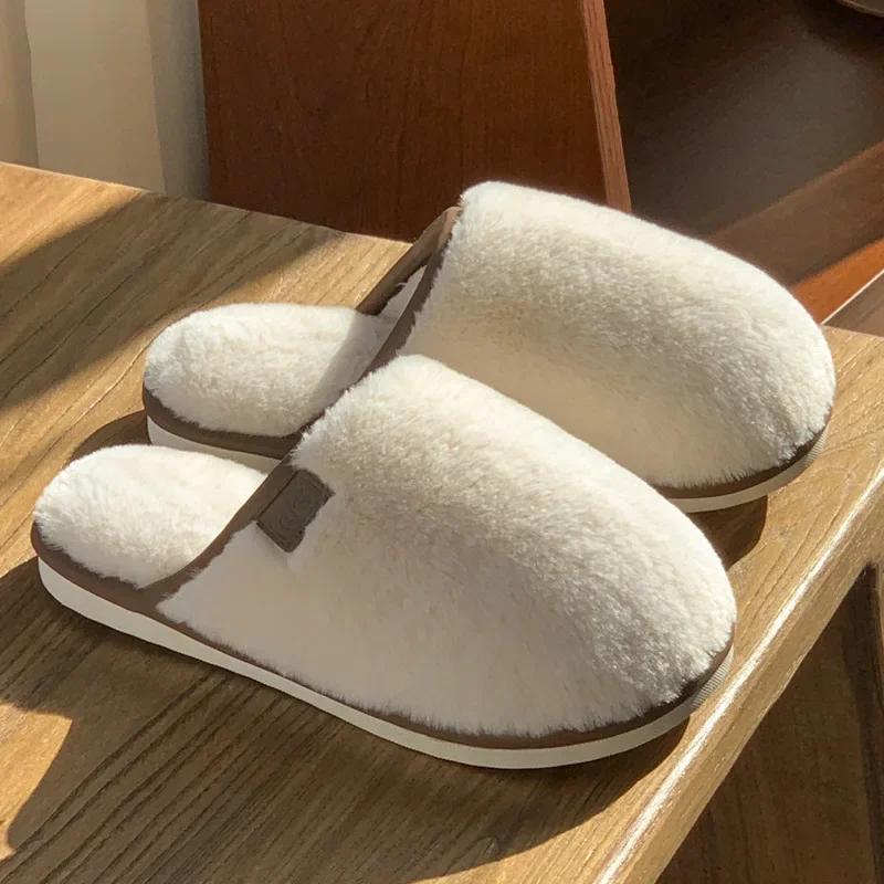Women's Cotton Slippers  Autumn/winter New Indoor Imitation Rabbit Fur Plush Warm Comfortable Anti Slip Soft Couple Slippers