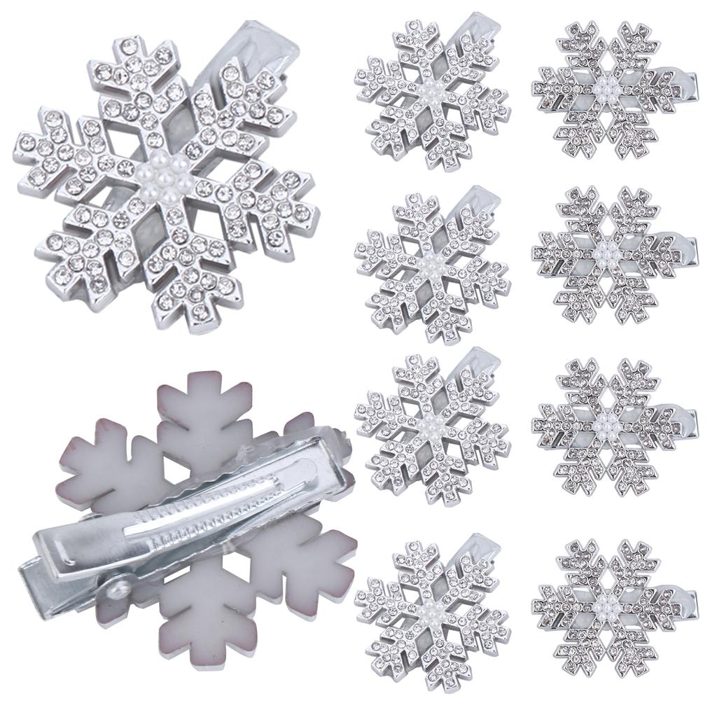 Pack of 10 Elegant Snowflake Shaped Hair Clip Dainty Barrette Headwear Accessory Stylish Snowflake Hairpins for Women