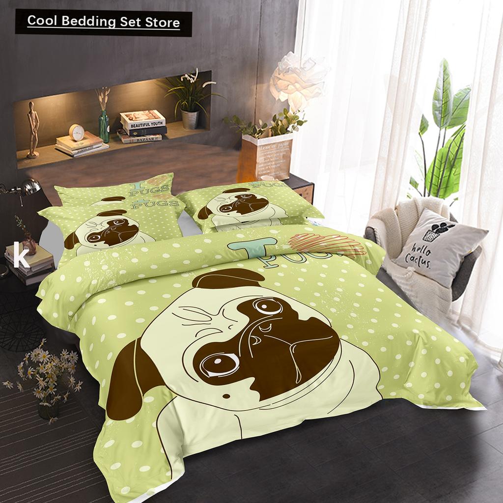 Pug Dog Duvet Cover King Queen Size Funny Pet Puppy Bedding Set For Kids Teens Adults Animal Cute Expression 2/3Pcs Quilt Cover