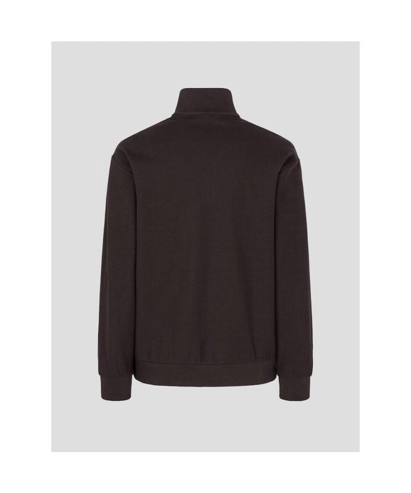 Binpolmen Textured Quarter-Zip Long-Sleeve T-Shirt Brown