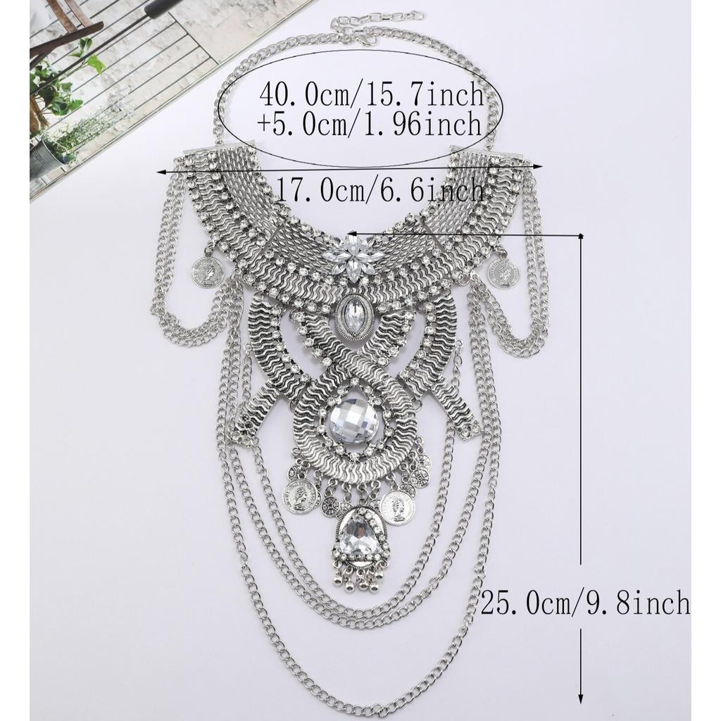 Retro Náhrdelník s přívěskem mince a střapcem Gypsy Afghánský Etnický Řetízek Dámské Šperky Doplňky