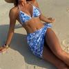 Sparem s potiskem Bikini s halter výstřihem Dámské plavky Ženské plavky Třídílná sada bikin Polstrované plavky Plavky V6966