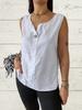 2025 Summer Women's V-neck Cotton Linen Button Vest