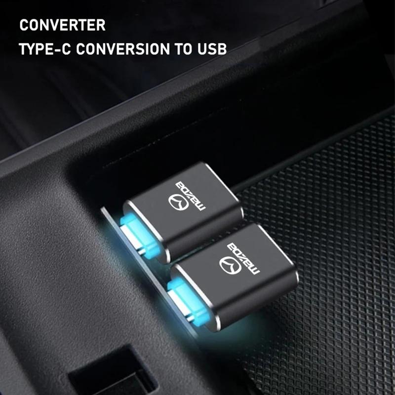 2025 Heißes Datenkabel Typ-C auf USB-Adapter Hochgeschwindigkeits-Port Zubehör für Mazda 2 3 6 5 Atenza CX3 CX5 MX5 CX7 Axela CX30 CX90 CX